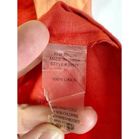 Soft Surroundings 100% Linen Ombre Tunic Top Sz Large Orange Shirt Dress Button - Picture 5 of 8